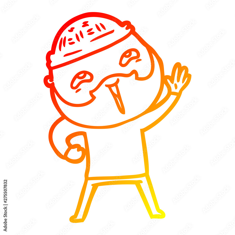 warm gradient line drawing cartoon happy bearded man warm gradient line drawing cartoon happy bearded man