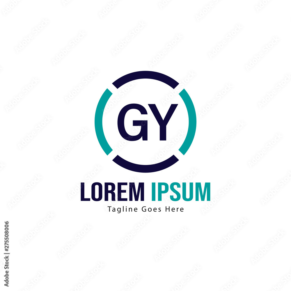 Initial GY logo template with modern frame. Minimalist GY letter logo vector illustration