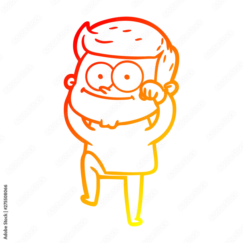 Obraz premium warm gradient line drawing cartoon happy man