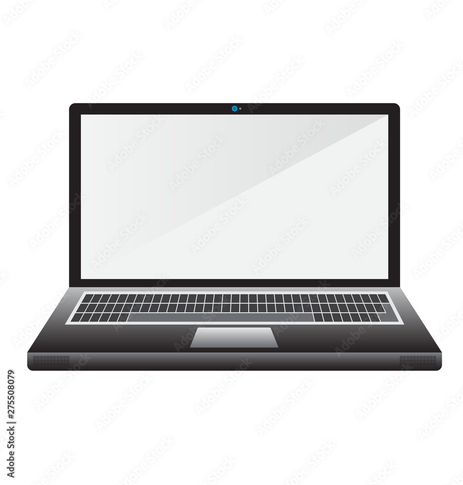 Laptop computer. Office and the business laptop on white background. Laptop with empty blank white screen for text. Vector illustration. Laptop computer. Office and the business laptop on white background. Laptop with empty blank white screen for text. Vector illustration.