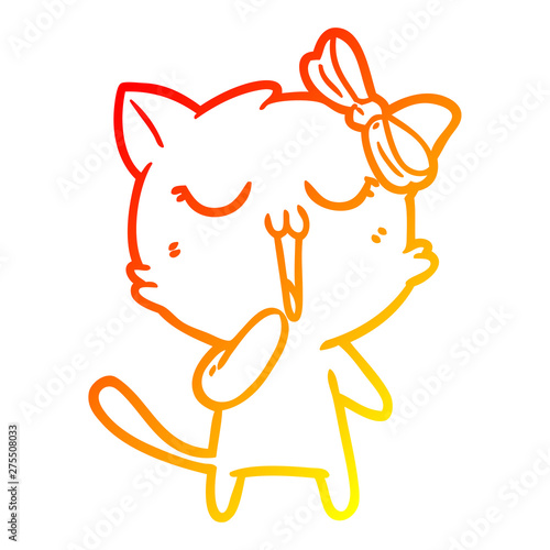 warm gradient line drawing cartoon cat