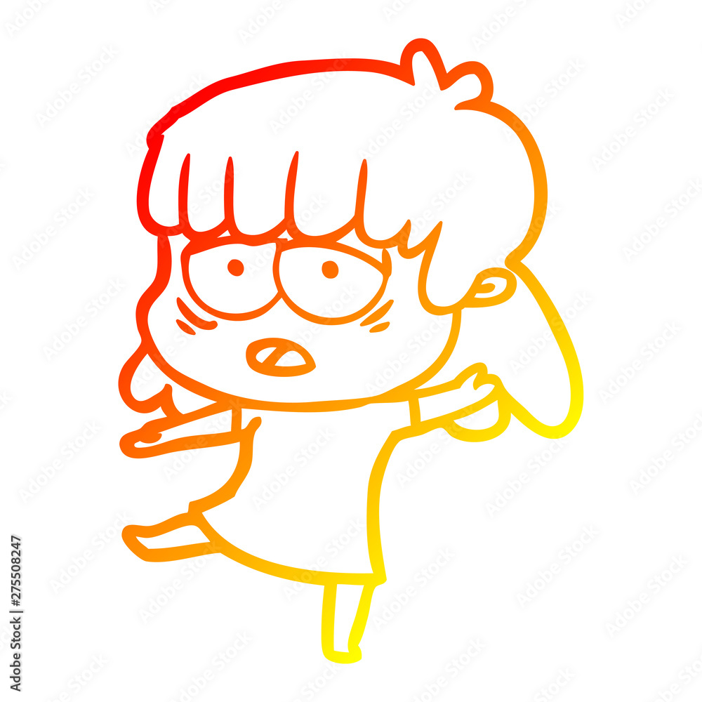 warm gradient line drawing cartoon tired woman warm gradient line drawing cartoon tired woman
