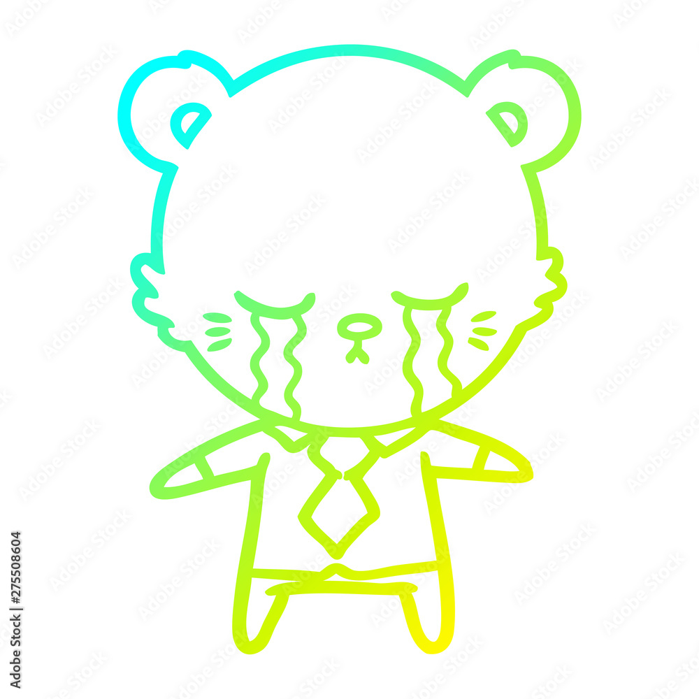 cold gradient line drawing crying cartoon polarbear cold gradient line drawing crying cartoon polarbear