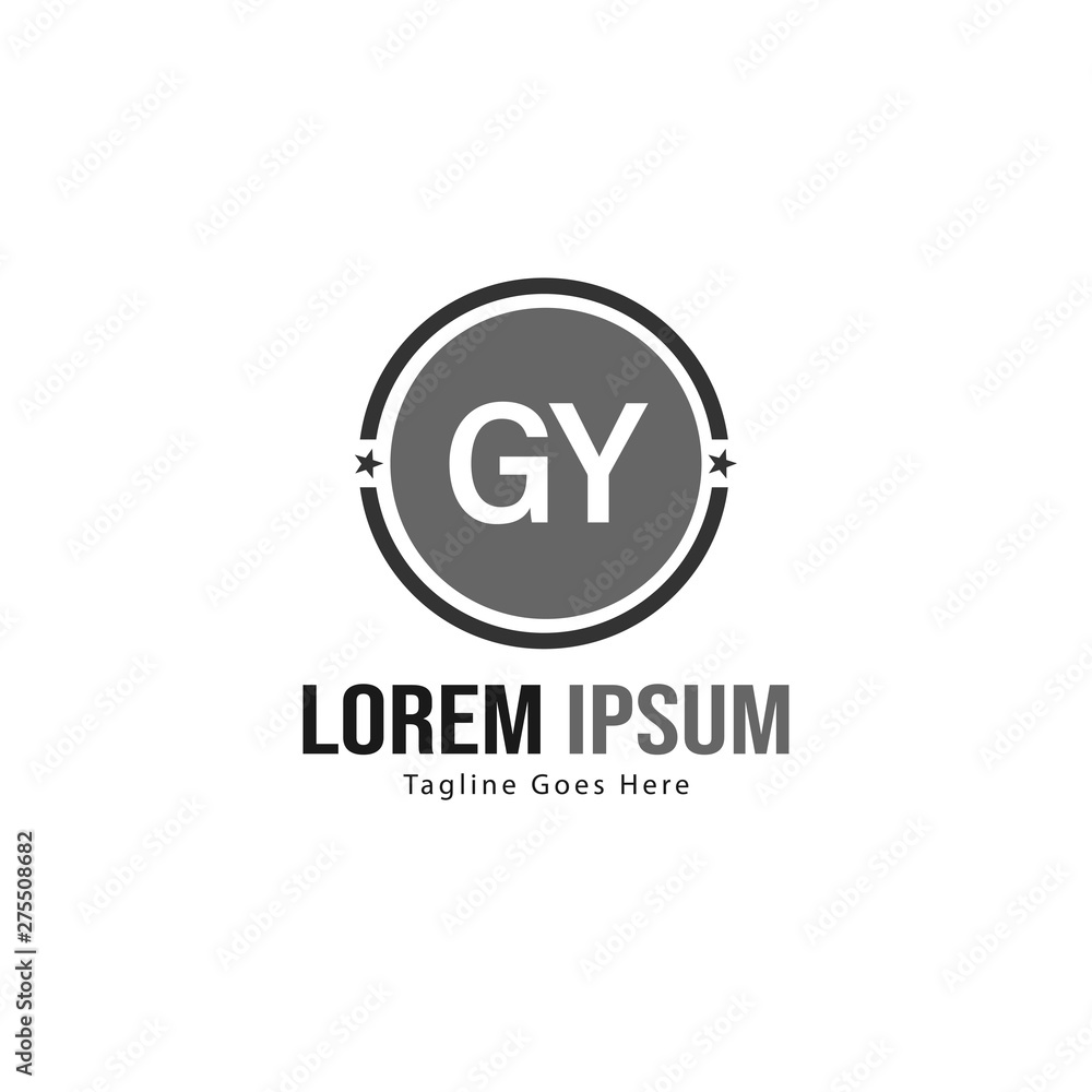 Initial GY logo template with modern frame. Minimalist GY letter logo vector illustration
