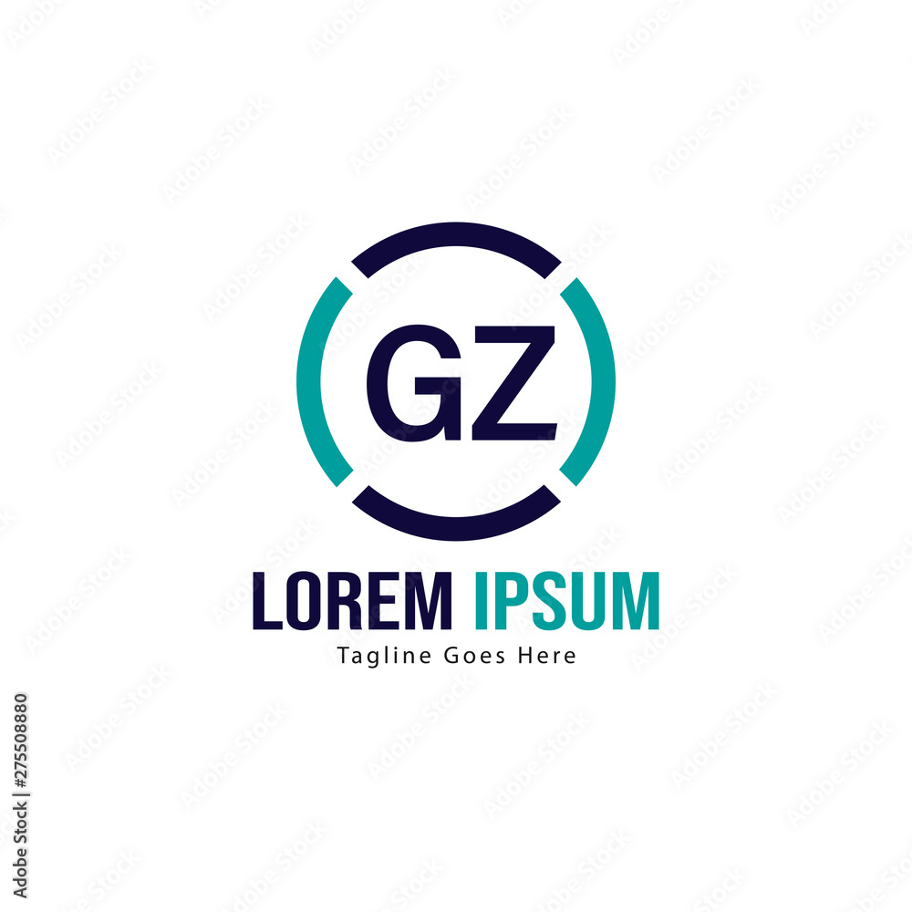 Initial GZ logo template with modern frame. Minimalist GZ letter logo vector illustration
