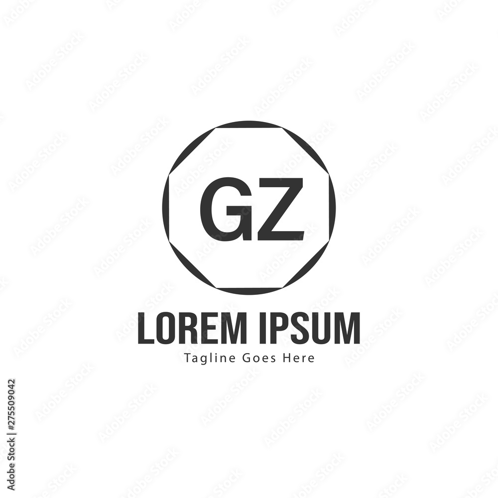 Initial GZ logo template with modern frame. Minimalist GZ letter logo vector illustration Initial GZ logo template with modern frame. Minimalist GZ letter logo vector illustration