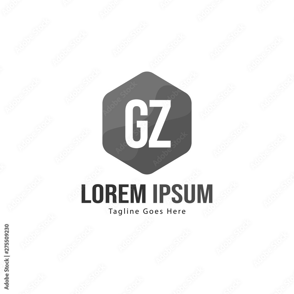 Initial GZ logo template with modern frame. Minimalist GZ letter logo vector illustration