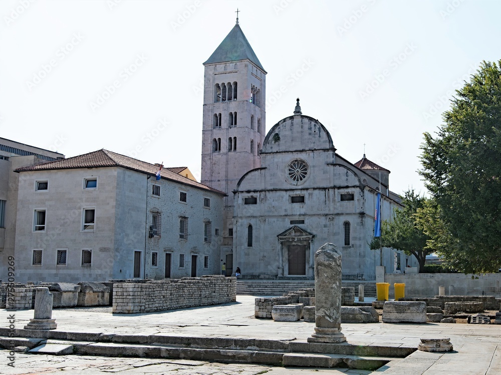 St Mary's Church and the Archeological Museum in Old Town Zadar, Croatia