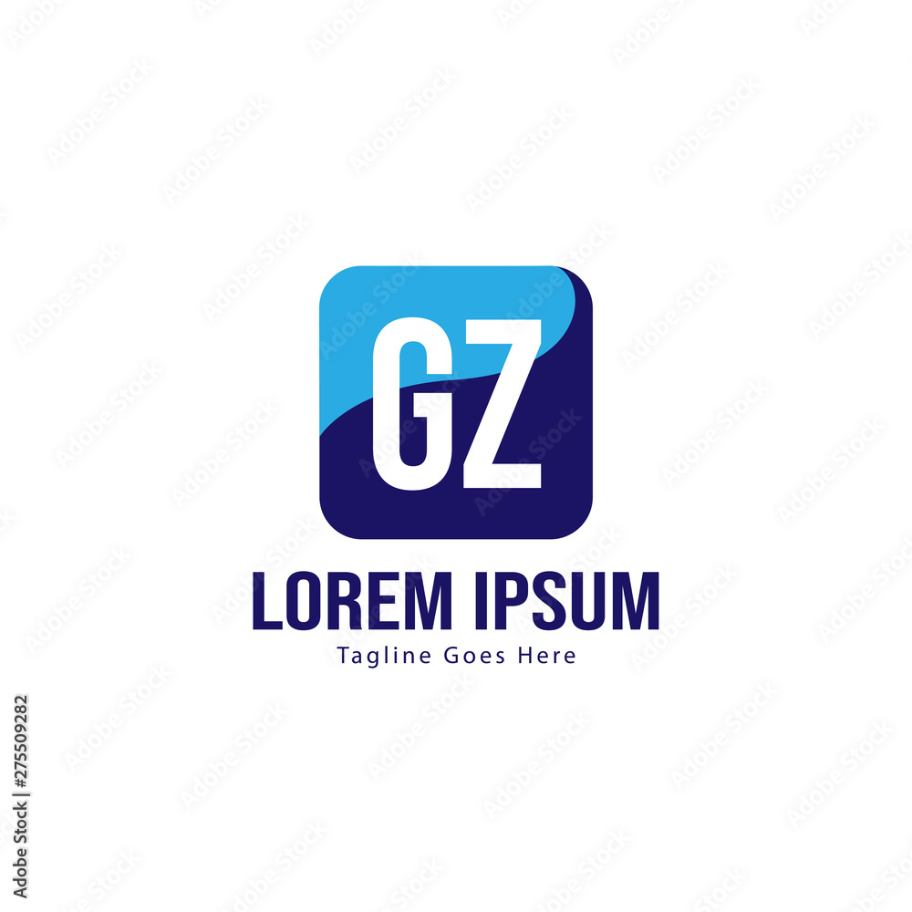 Initial GZ logo template with modern frame. Minimalist GZ letter logo vector illustration