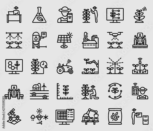 Line icons set for Smart farmer
