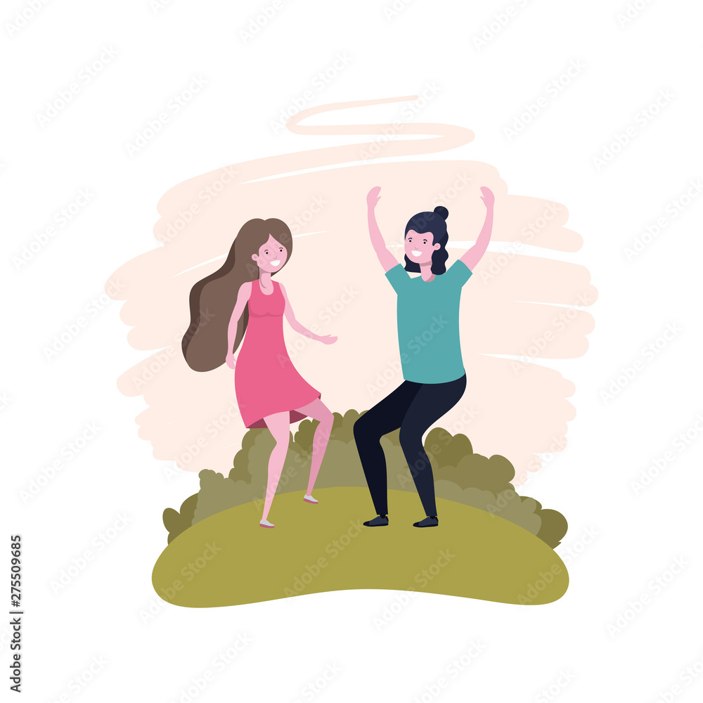 couple dancing in landscape with trees and plants couple dancing in landscape with trees and plants