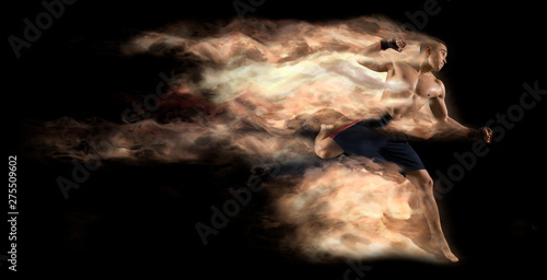 Martial arts fighter (MMA) jumping – Image