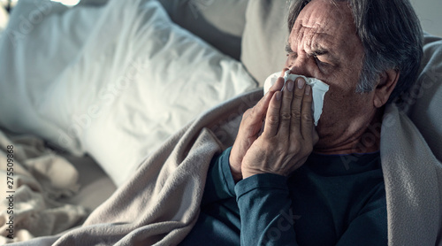 Naklejka Senior man suffering from cold