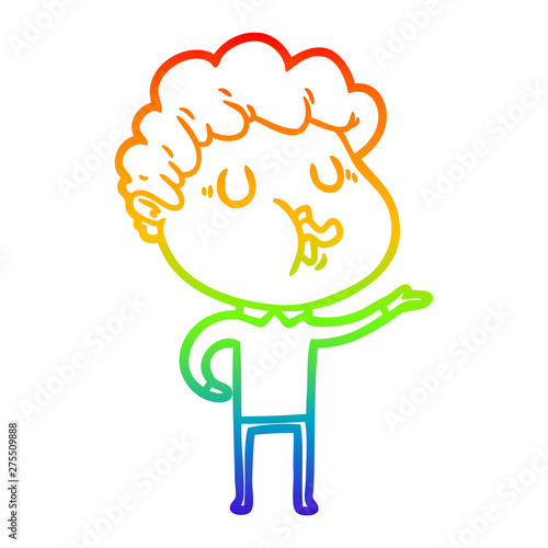 rainbow gradient line drawing cartoon man singing