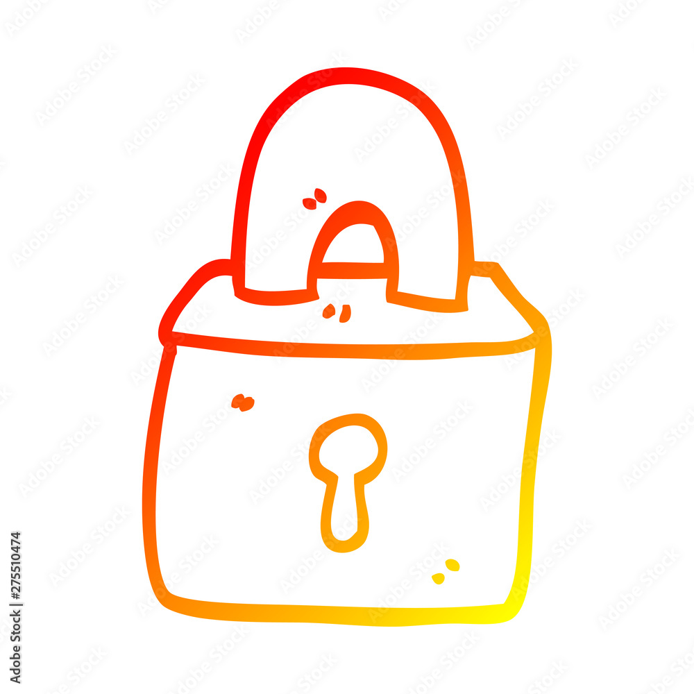 warm gradient line drawing cartoon locked padlock warm gradient line drawing cartoon locked padlock