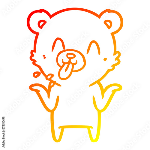 warm gradient line drawing rude cartoon bear
