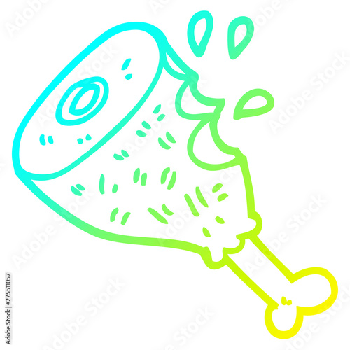 cold gradient line drawing cartoon cooked meat