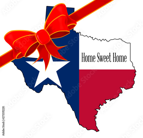 Texas Home Sweet Home Map Outline and Flag