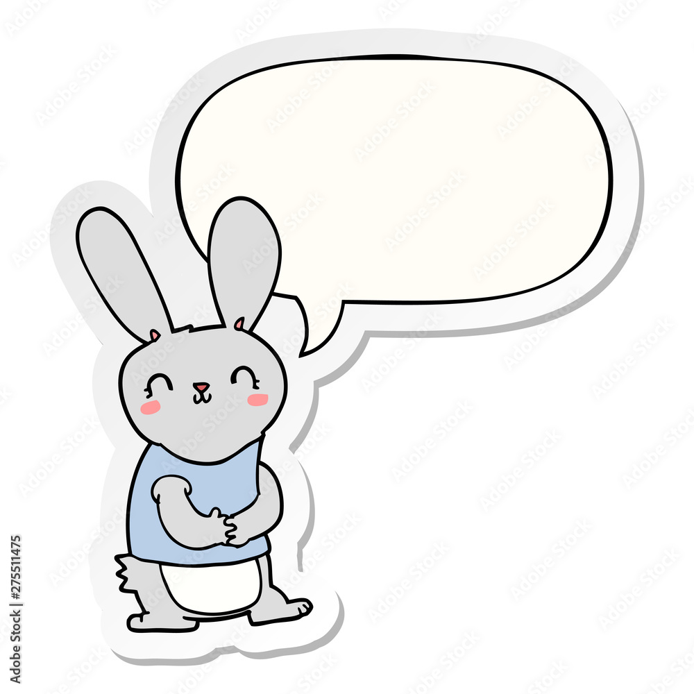 cute cartoon rabbit and speech bubble sticker cute cartoon rabbit and speech bubble sticker
