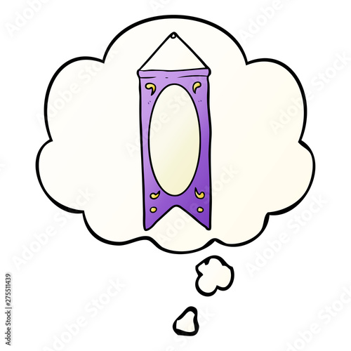 cartoon regal banner and thought bubble in smooth gradient style
