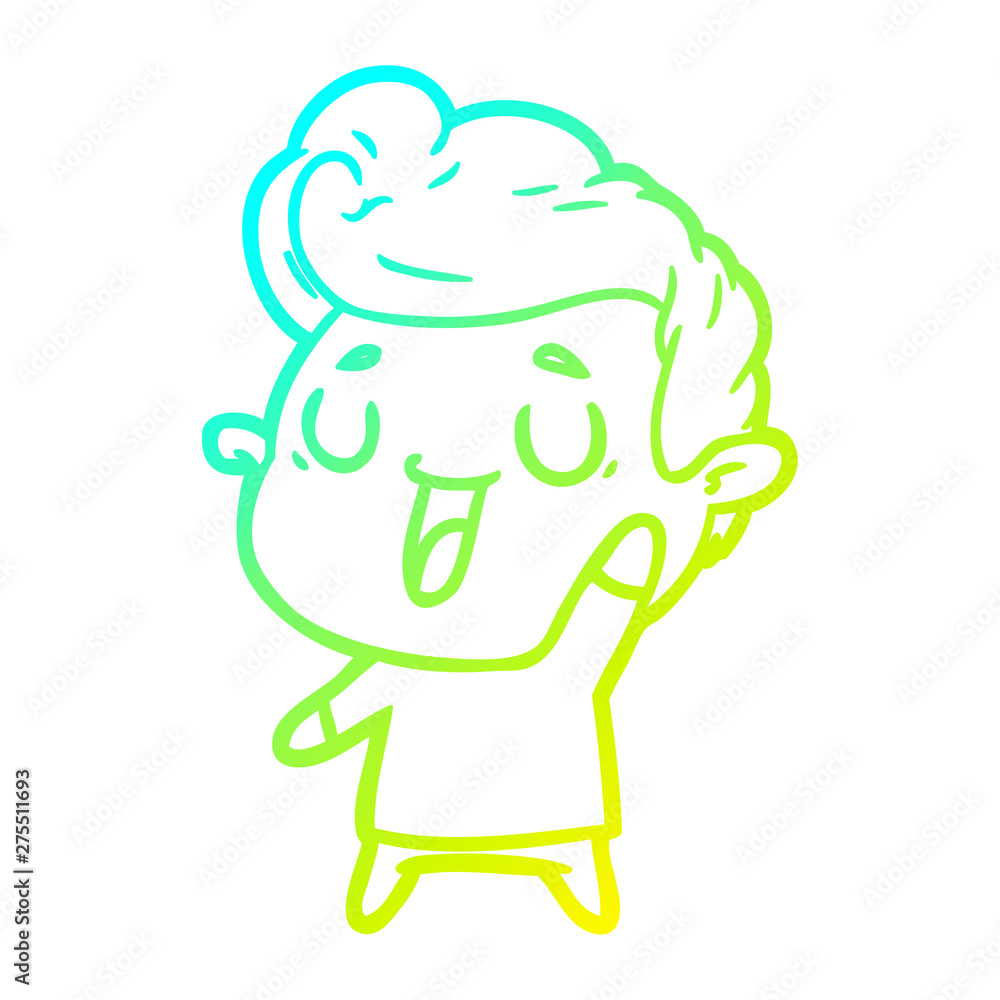 cold gradient line drawing happy cartoon man