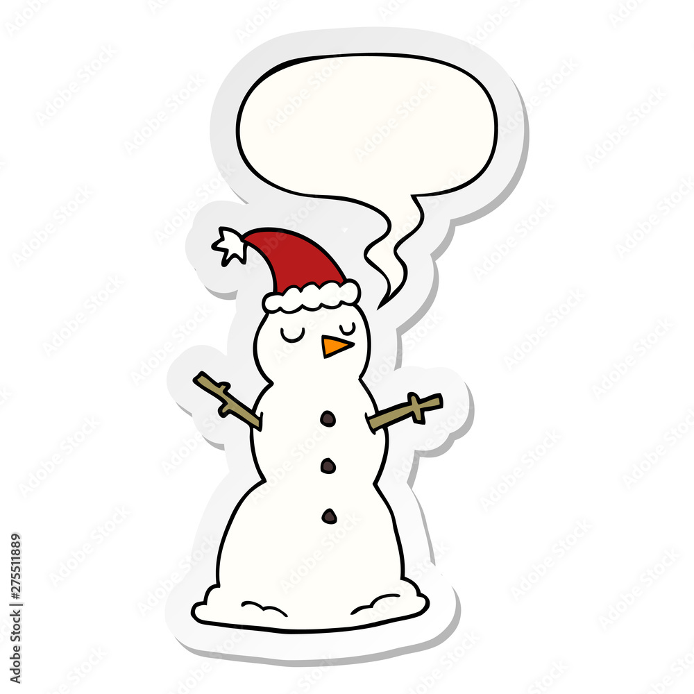 cartoon snowman and speech bubble sticker cartoon snowman and speech bubble sticker