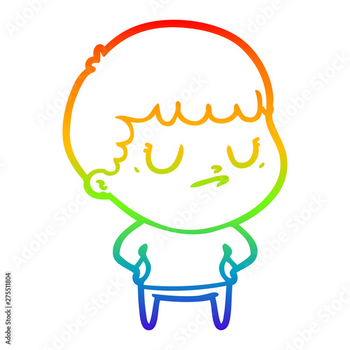 rainbow gradient line drawing cartoon grumpy boy