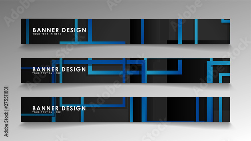 Abstract geometric and rectangular pattern banners with blue gradients. Vector Illustration. Eps 10
