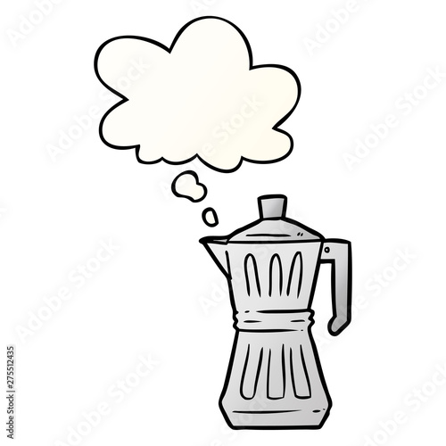 cartoon espresso maker and thought bubble in smooth gradient style