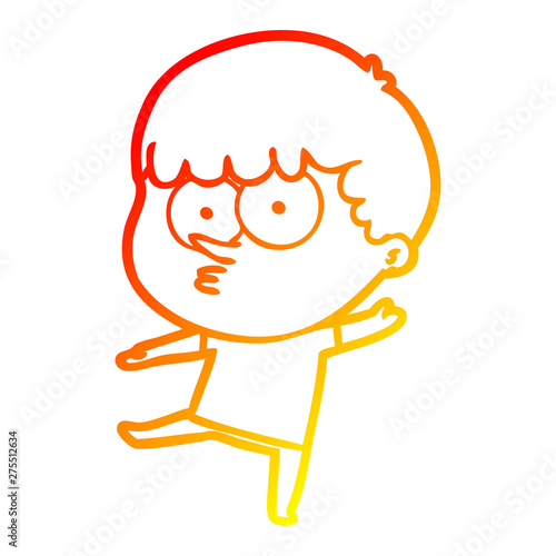 warm gradient line drawing cartoon curious boy