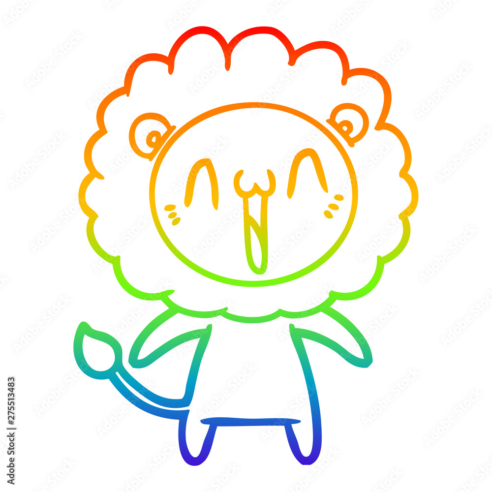 rainbow gradient line drawing happy cartoon lion rainbow gradient line drawing happy cartoon lion
