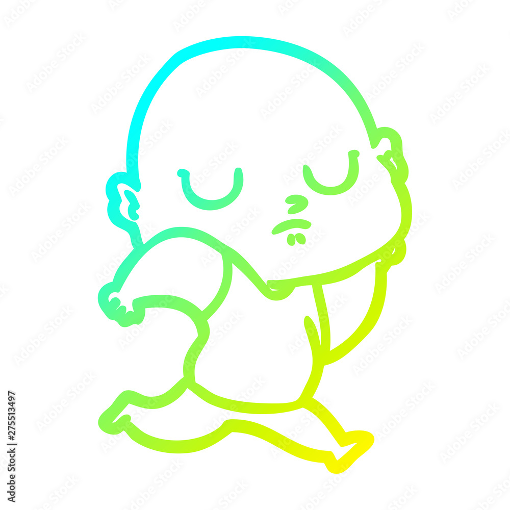 cold gradient line drawing cartoon bald man cold gradient line drawing cartoon bald man