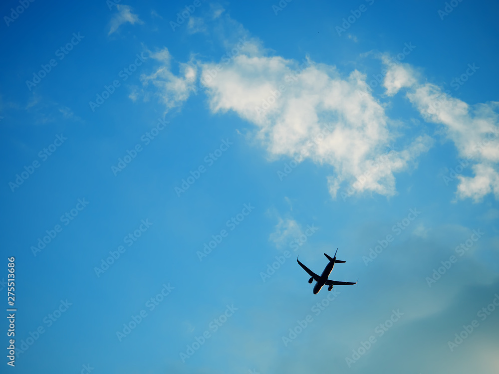 Fototapeta premium Jet in blue skies transport background hd