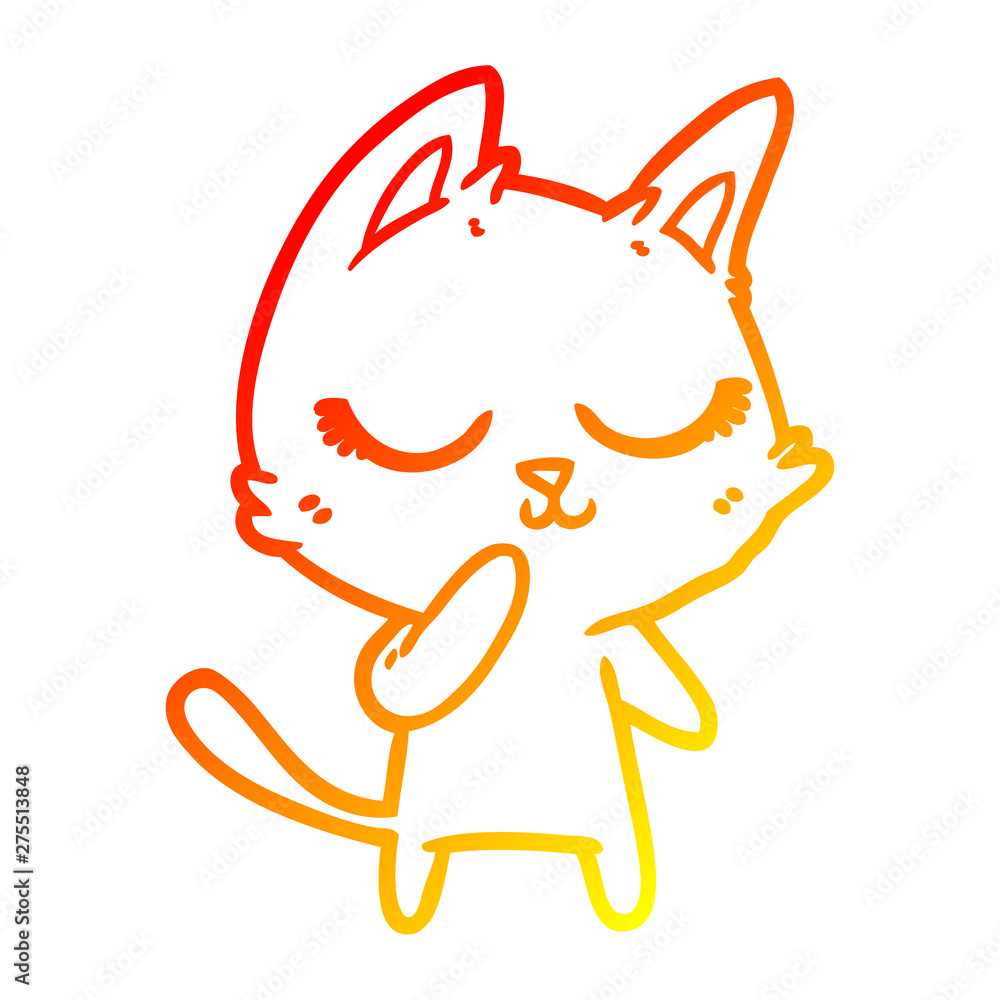 warm gradient line drawing calm cartoon cat considering warm gradient line drawing calm cartoon cat considering