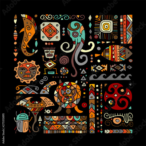 Ethnic handmade ornament for your design. Polynesian style