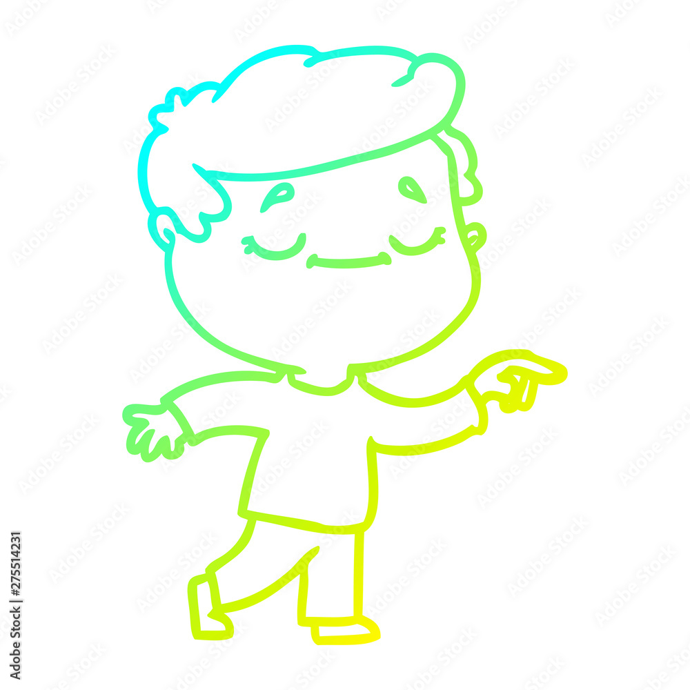 cold gradient line drawing cartoon peaceful man