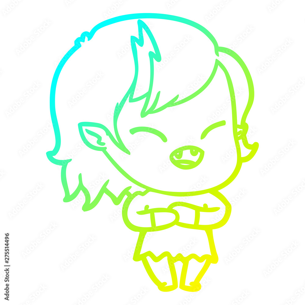cold gradient line drawing cartoon laughing vampire girl cold gradient line drawing cartoon laughing vampire girl