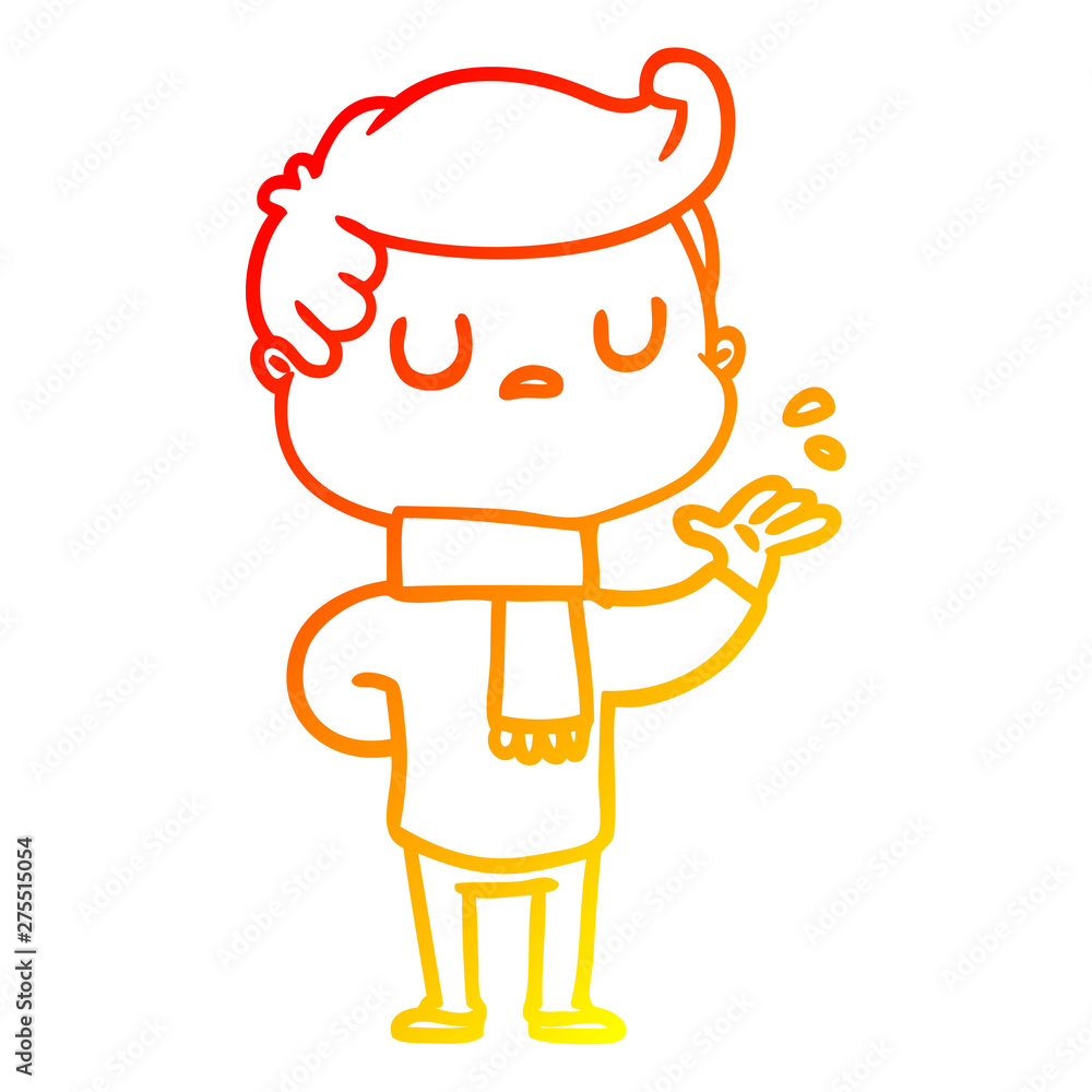 warm gradient line drawing cartoon aloof man