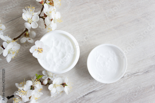 Natural cosmetics for face skin care, cherry blossom
