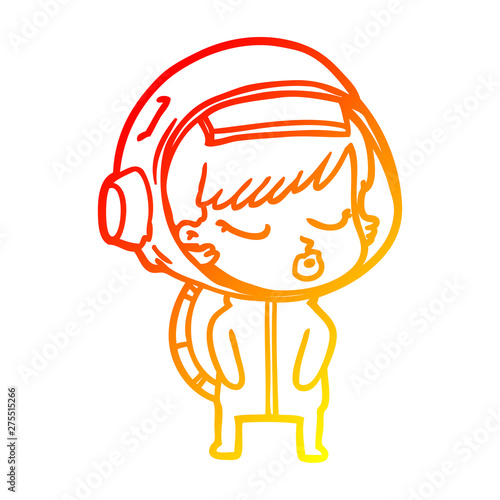 warm gradient line drawing cartoon pretty astronaut girl