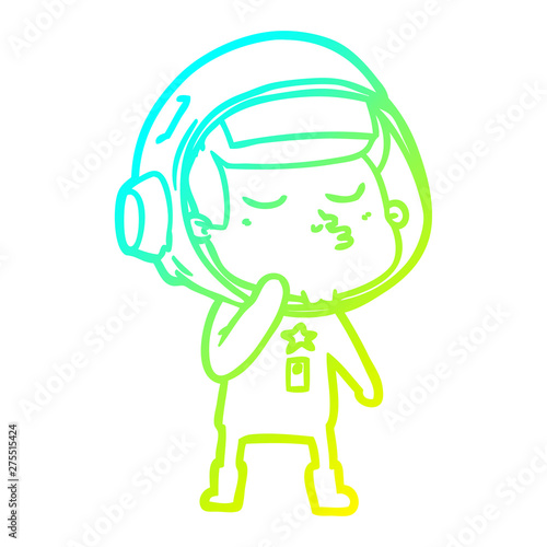 cold gradient line drawing cartoon confident astronaut