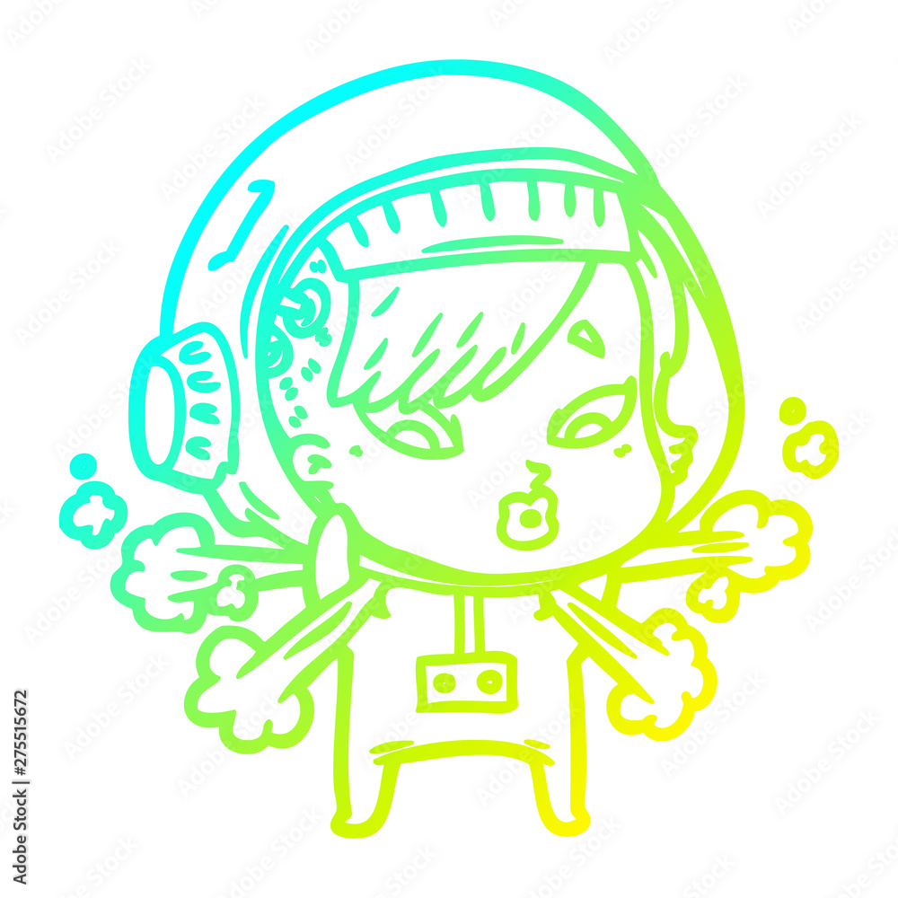 cold gradient line drawing cartoon astronaut woman cold gradient line drawing cartoon astronaut woman