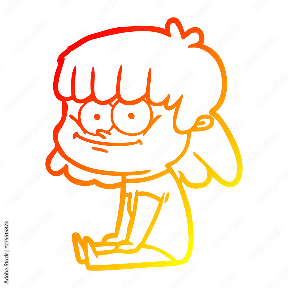 warm gradient line drawing cartoon girl smiling warm gradient line drawing cartoon girl smiling