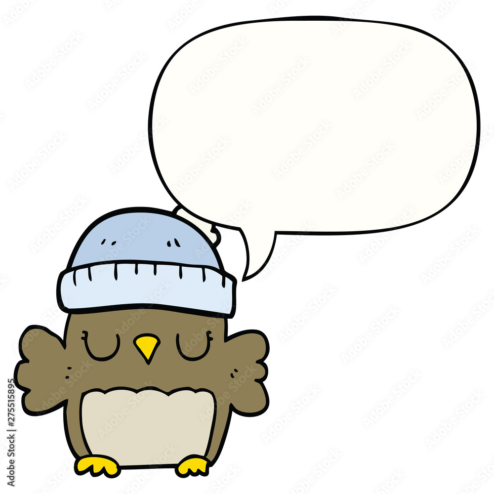 cute cartoon owl in hat and speech bubble cute cartoon owl in hat and speech bubble