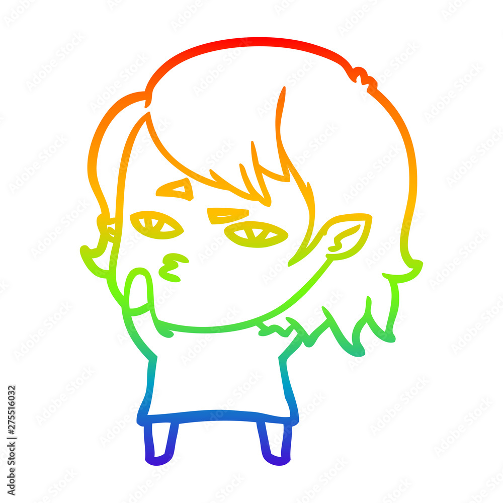 rainbow gradient line drawing cartoon vampire girl rainbow gradient line drawing cartoon vampire girl