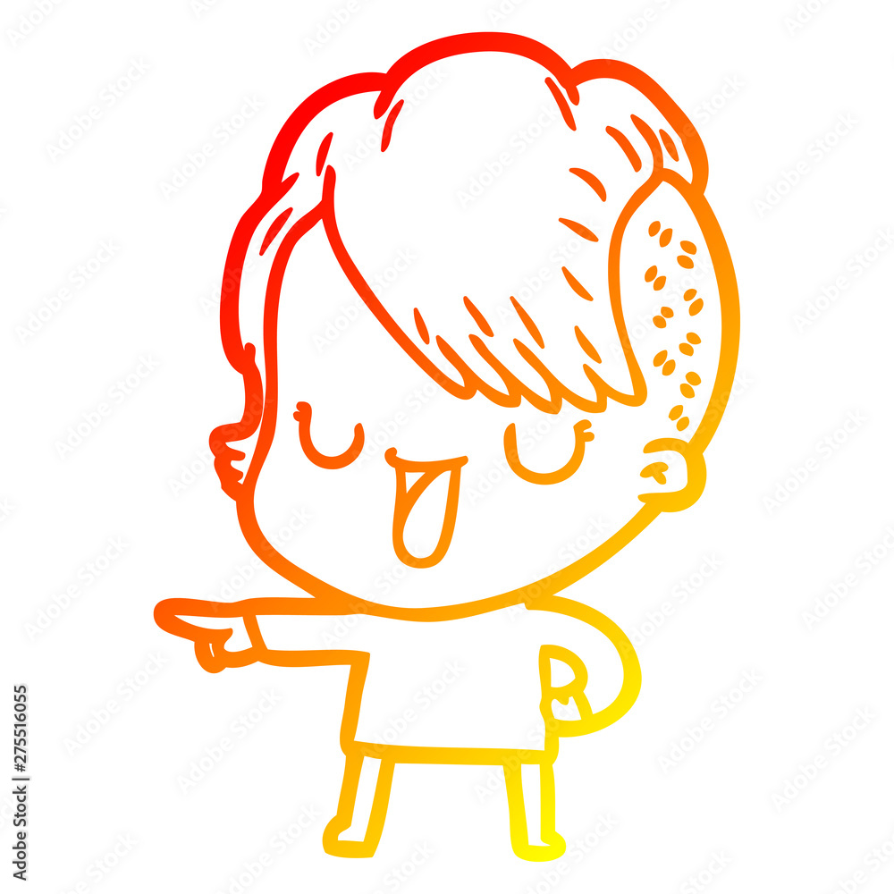 warm gradient line drawing cute cartoon girl with hipster haircut warm gradient line drawing cute cartoon girl with hipster haircut