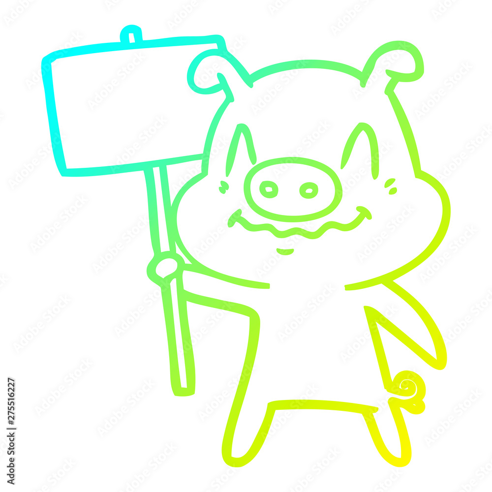 cold gradient line drawing nervous cartoon pig cold gradient line drawing nervous cartoon pig