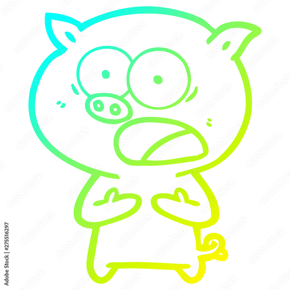 cold gradient line drawing cartoon pig shouting cold gradient line drawing cartoon pig shouting