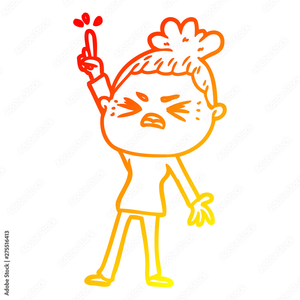 warm gradient line drawing cartoon angry woman warm gradient line drawing cartoon angry woman
