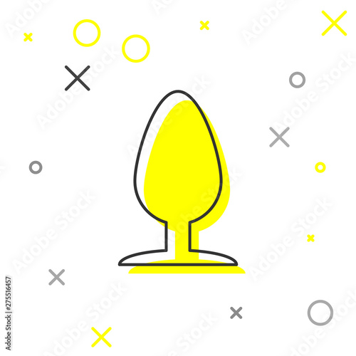 Grey line Anal plug icon isolated on white background. Butt plug sign. Fetish accessory. Sex toy for men and woman. Vector Illustration